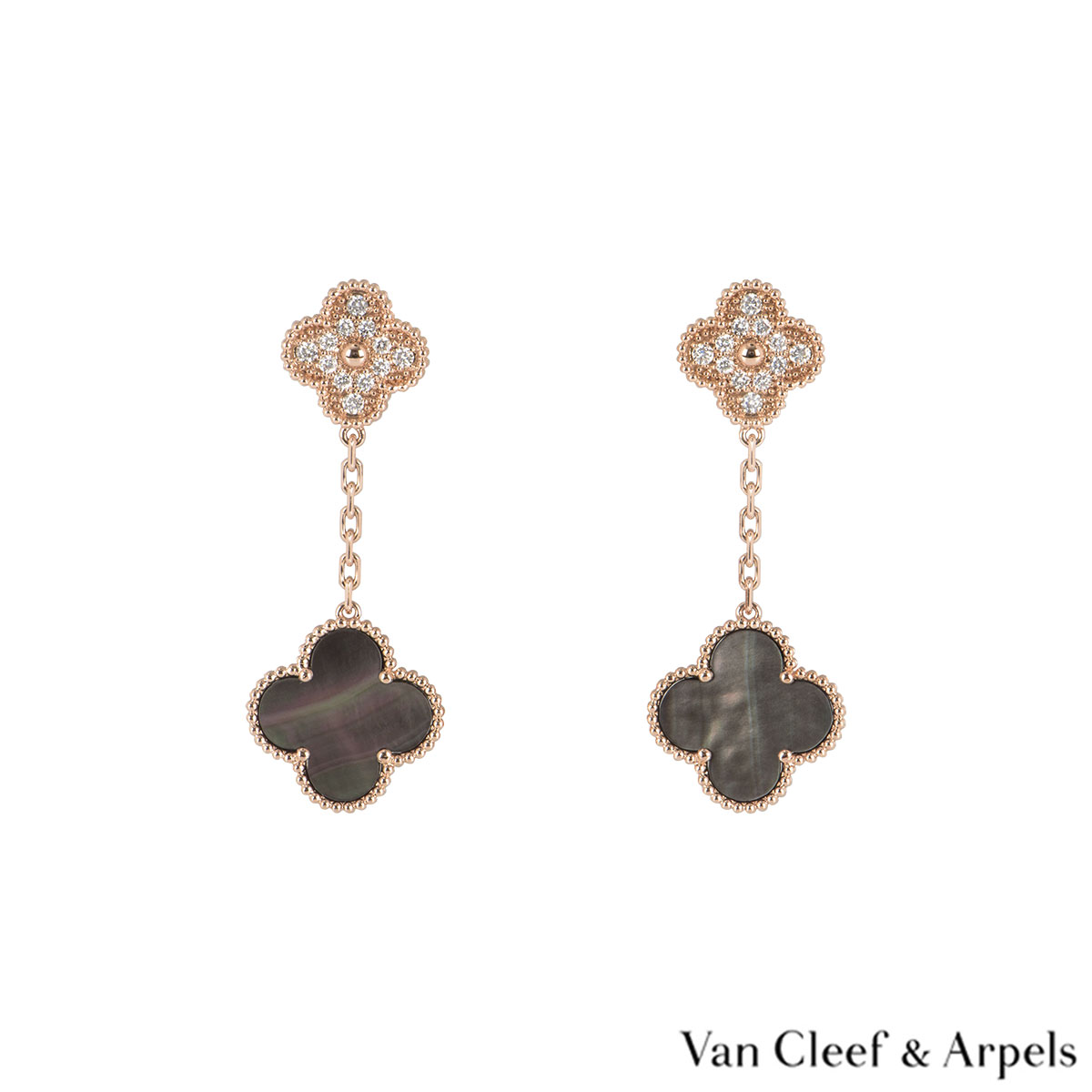 Van Cleef & Arpels Alhambra Diamond Gold Earrings
